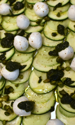 Carpaccio à la courgette et au concombre