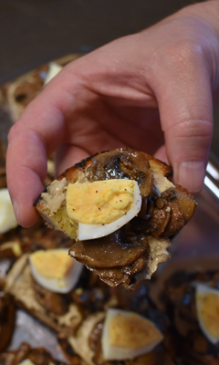 Tartines aux champignons, mayonnaise aux cèpes