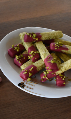 Biscuits shortbreads aux pistaches et au chocolat blanc